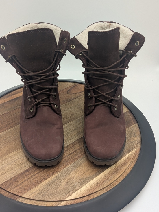 Timberland Shoes - Timberland A1SGJ Women's Size 6 BurgundyNubuck Sherpa Lined Lace Up Winter Boots